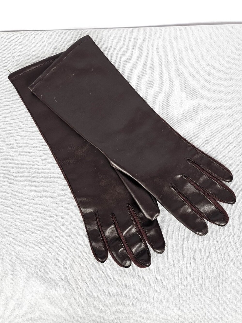 Vintage | Brown Opera Length Evening Gloves | Made in Japan | S/M